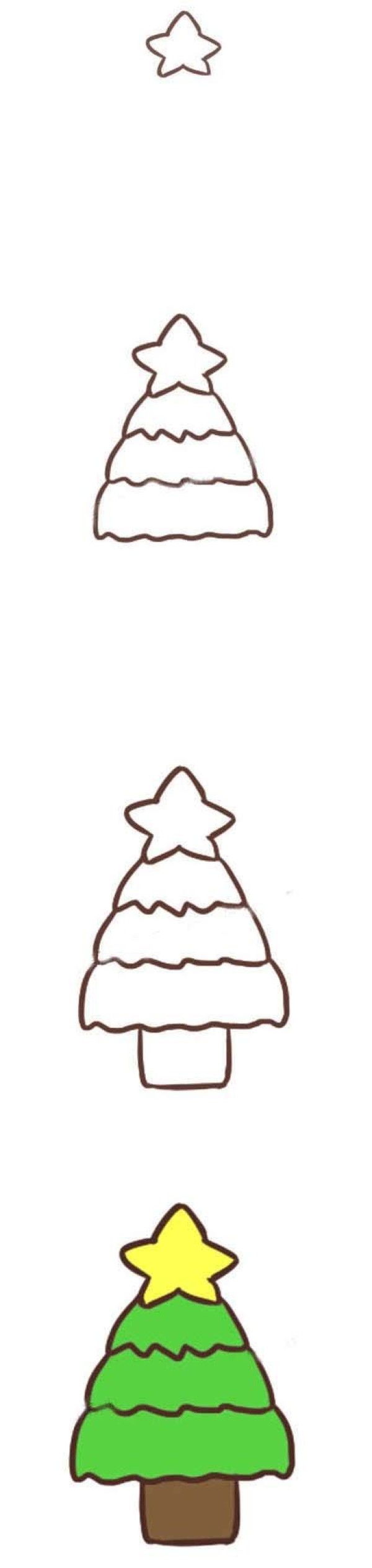 How to draw a simple Christmas tree for children