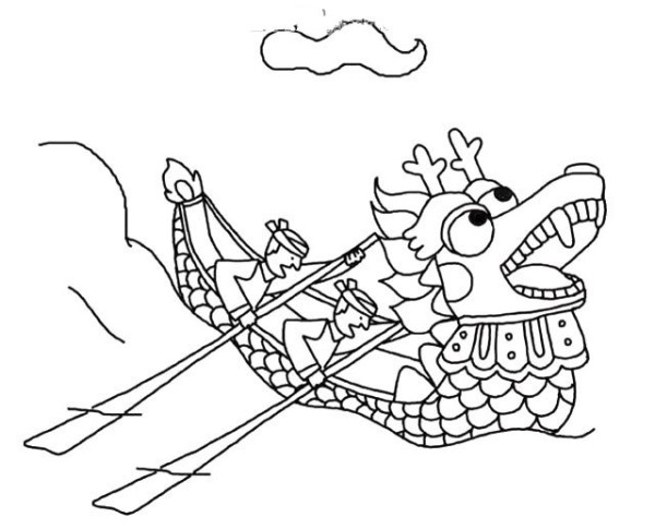 6 simple drawings of dragon boat racing during Dragon Boat Festival