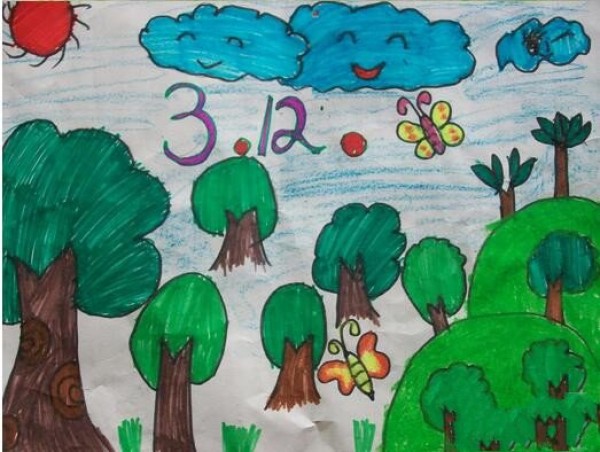 The joy of Arbor Day Appreciation of primary school students’ Arbor Day paintings