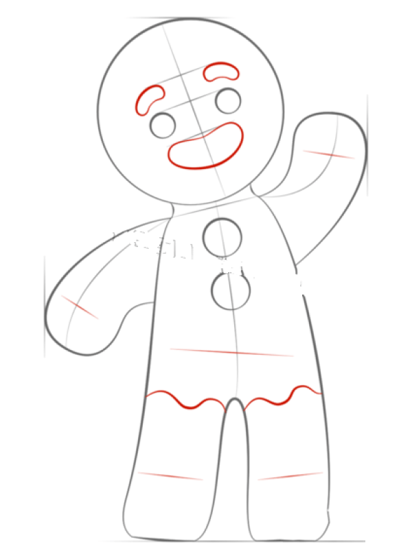 How to draw Christmas gingerbread man