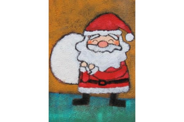 Childrens Day crayon drawing-kind Santa Claus