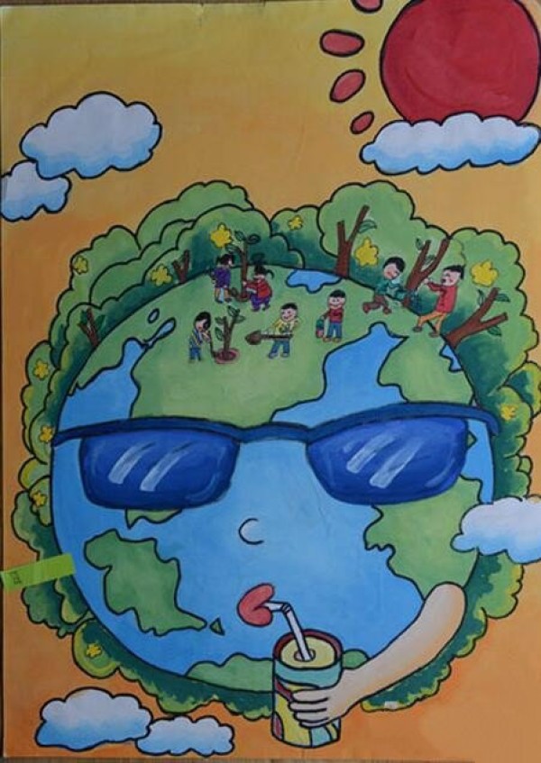 Arbor Day Teacher Model Painting: We Love the Earth