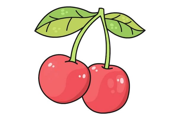 Simple drawing of big red cherry