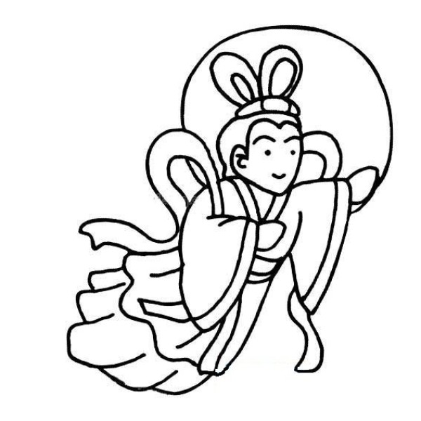 Simple drawing of Chang'e flying to the moon