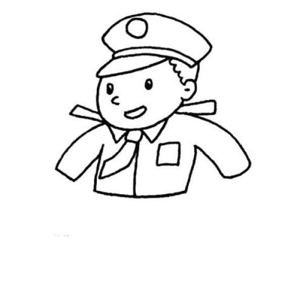 Simple drawing of young policeman