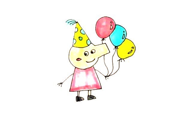 Peppa Pig holding a balloon