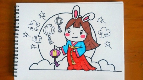 Mid-Autumn Festival simple drawing tutorial: Chang'e flying to the moon