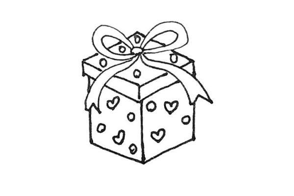 How to draw a Christmas gift box