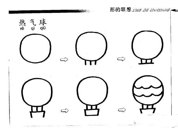 Hot air balloon simple drawing tutorial step by step pictures: How to draw a hot air balloon