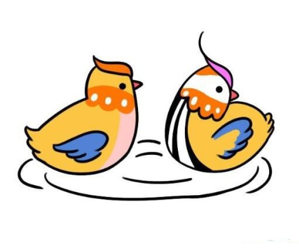 Simple drawing of a pair of mandarin ducks