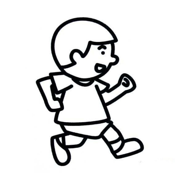 Simple drawing of little boy running