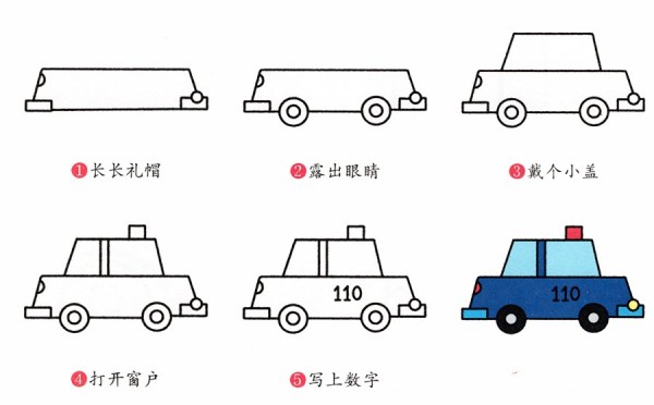 How to draw a blue police car