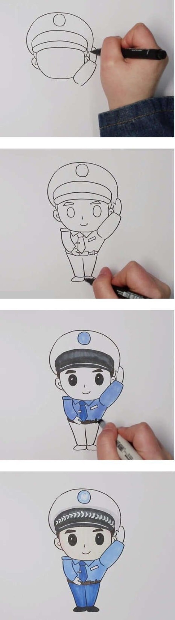 Cartoon traffic police simple drawing