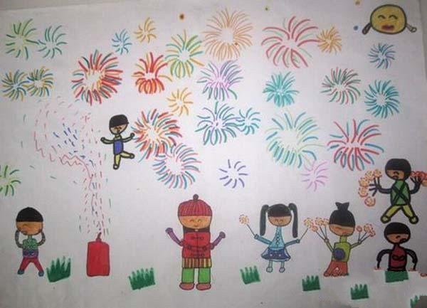 Happy Spring Festival childrens painting works