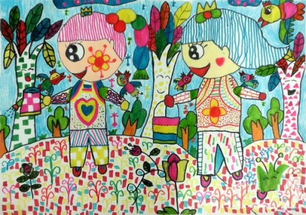 Childrens drawings of colorful world