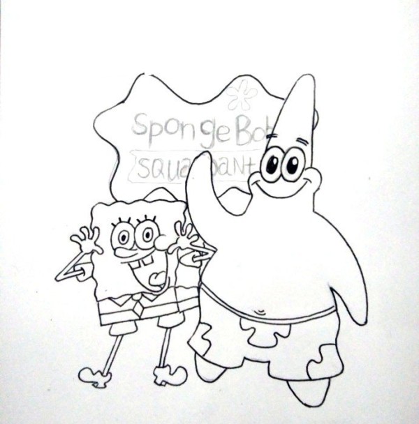 9 simple drawings of SpongeBob and Patrick