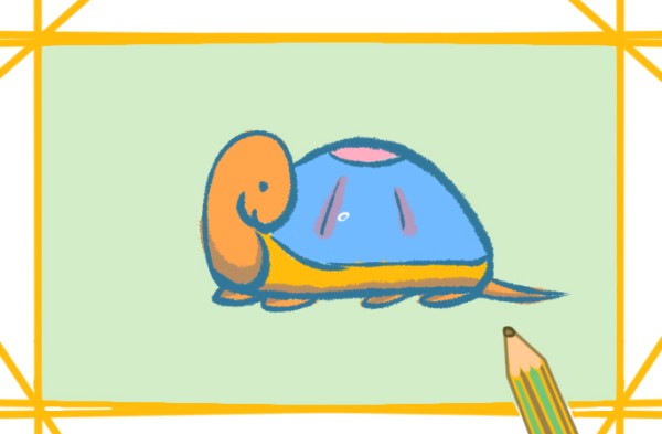 Simple drawing of cartoon turtle with color