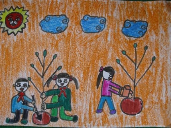 A complete collection of childrens drawings for Arbor Day - We look forward to green waters and lush mountains