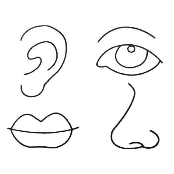 Simple strokes of facial features