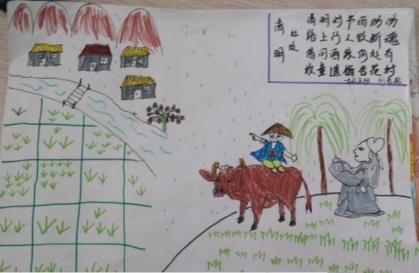 Appreciation of Qingming Festival paintings by primary school students of Shepherd Boy and Poet