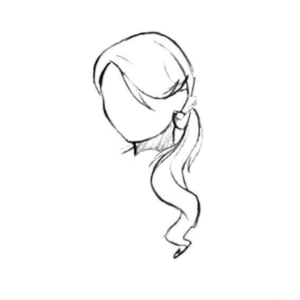 Simple drawing of girls' hairstyle