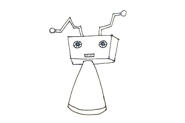 Draw robots with rectangles and triangles, cute and cute!