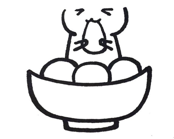 How to draw a simple drawing of eating Yuanxiao