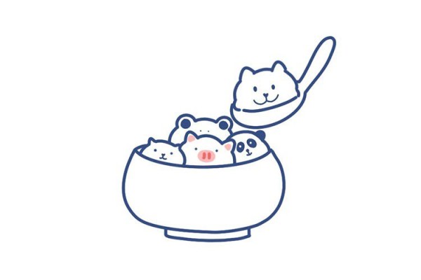 Draw a bowl of cute glutinous rice balls