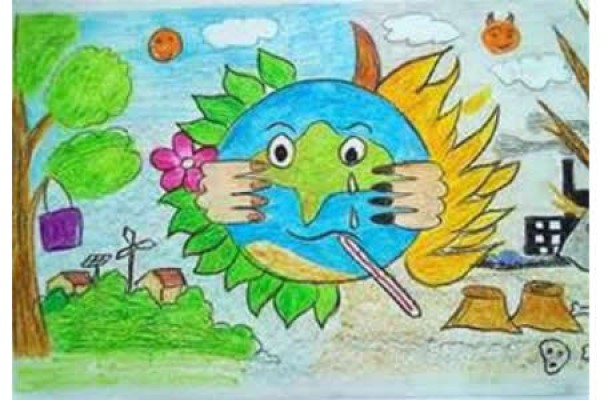 Sharing of Mother Earths Earth Day paintings with fever