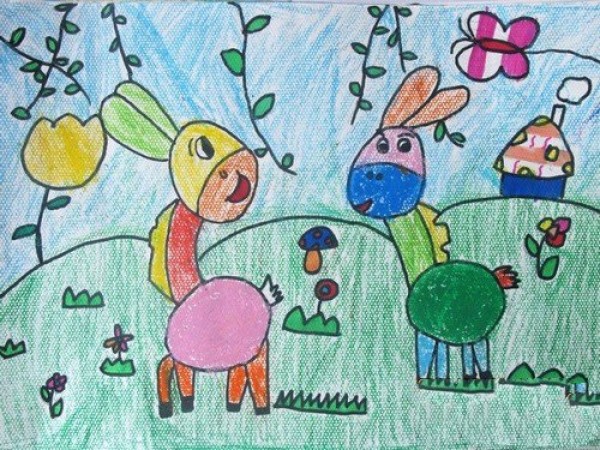 Cute flowered donkey childrens drawings