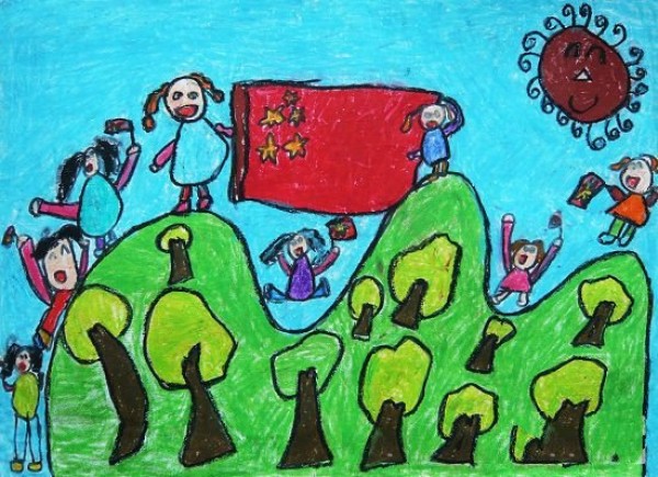 National Day themed childrens painting-birthday of the motherland