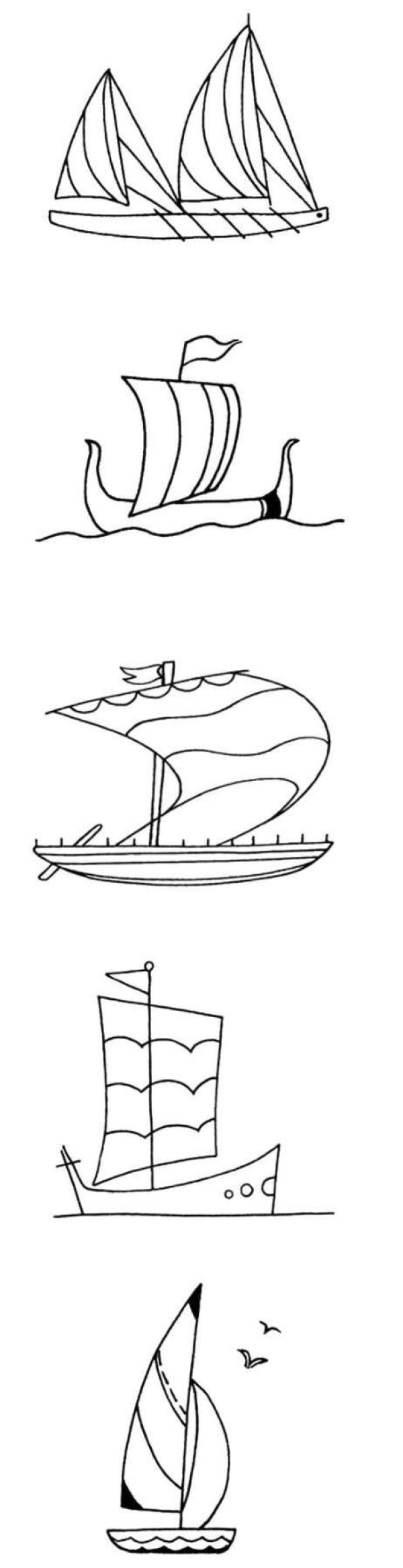 Simple strokes of sailing boat