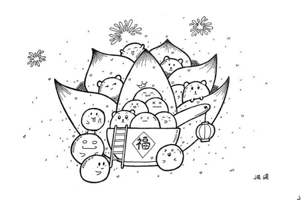 A set of creative simple drawings for Lantern Festival