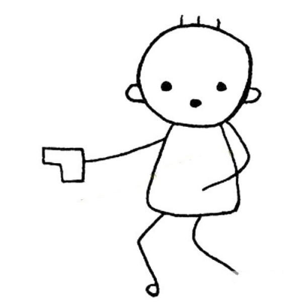 A set of simple drawing pictures about little boys