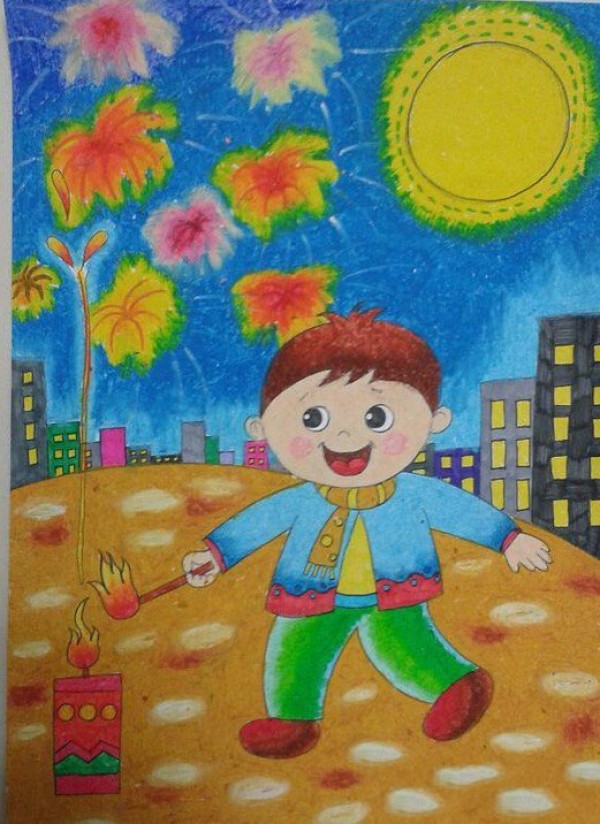 Childrens paintings celebrating the Mid-Autumn Festival