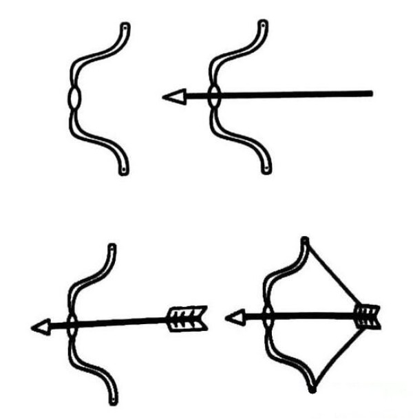 Childrens drawing method of bow and arrow