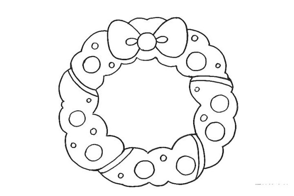 How to draw a Christmas wreath