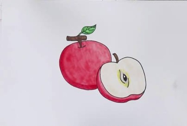 How to draw a red apple