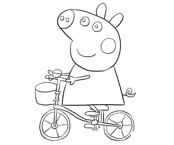 Learn to draw Peppa Pig riding a bicycle step by step