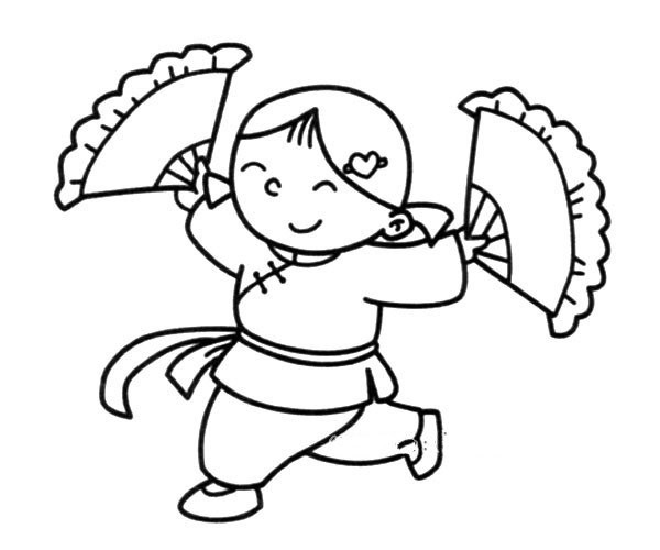 Simple drawing of festive dancing little girl