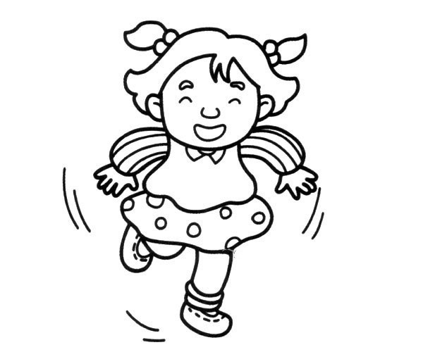 Simple drawing of running little girl