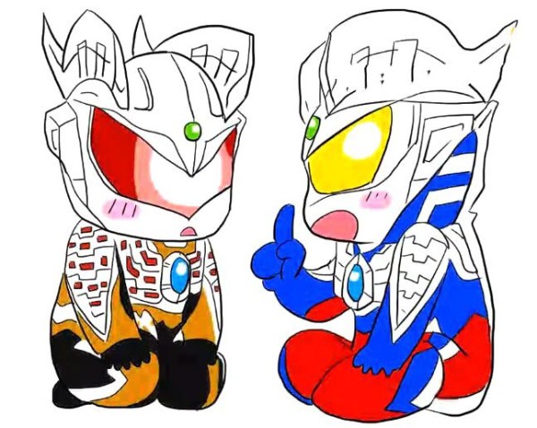 Two different forms of Q version Ultraman Taro