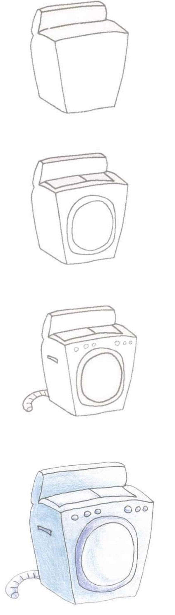 Hand drawn simple drawing of childrens washing machine