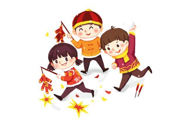 Simple drawing pictures of celebrating the New Year happily