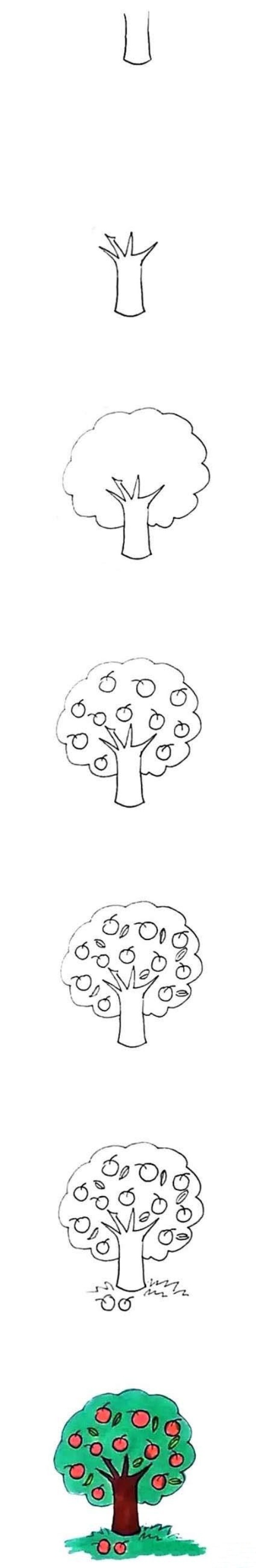 How to draw an apple tree