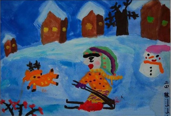 Childrens drawings of winter - happy winter