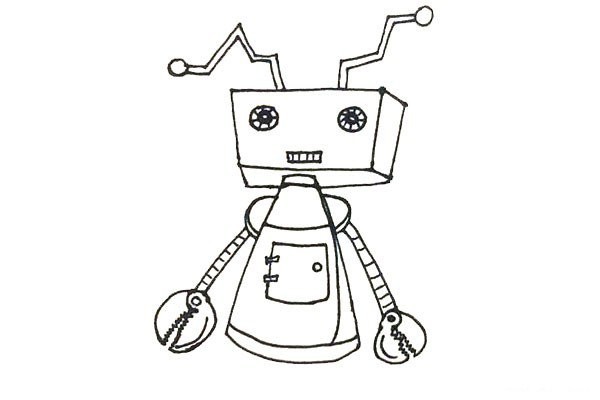 Draw robots with rectangles and triangles, cute and cute!