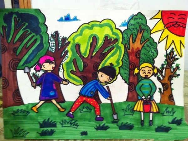 Arbor Day Childrens Drawings-Happy Tree Planting