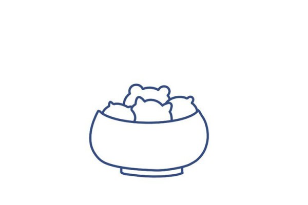 Draw a bowl of cute glutinous rice balls