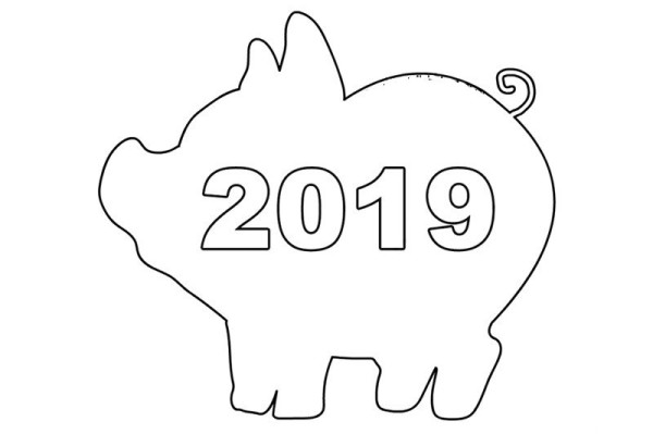 2019 Year of the Pig simple drawing pictures